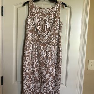 Adrianna Papell dress, size 6, tan and cream